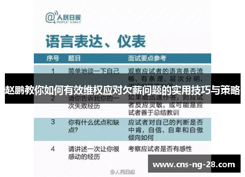 赵鹏教你如何有效维权应对欠薪问题的实用技巧与策略 赵鹏教你如何有效维权应对欠薪问题的实用技巧与策略